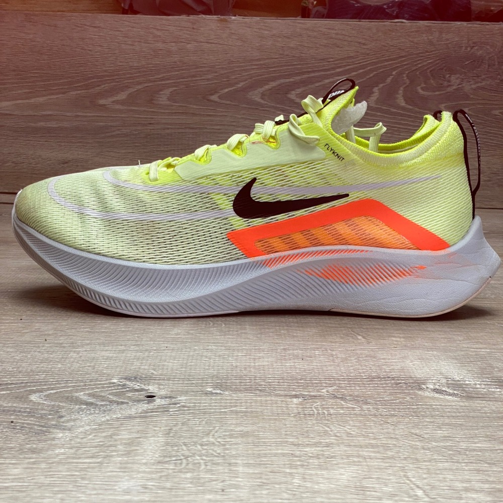 Nike Zoom Fly 4 Mens 12 Flyknit Running Shoes Volt Yellow Orange CT2392-700